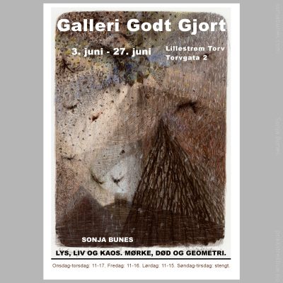 Lys, liv og kaos. Mørke, død og geometri. Utstilling på Galleri Godt Gjordt i Lillestrøm, juni 2020.
