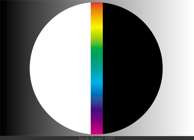 SonjaBunes digital illustrasjon fra 2001 Det fargerike feltet mellom svart og hvitt 1